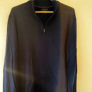 100% Wool Banana Republic Men's Navy Zip-Up Sweater